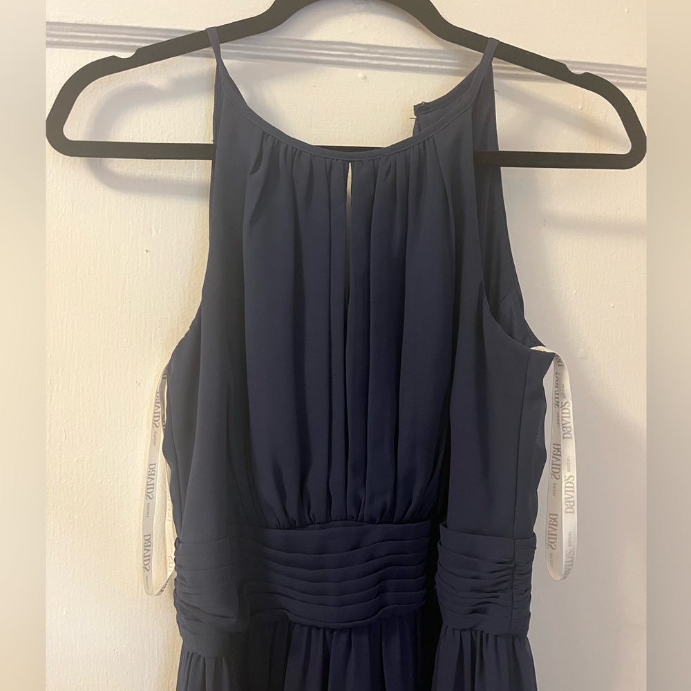 Navy David’s Bridal High Neck Bridesmaids Size 4
